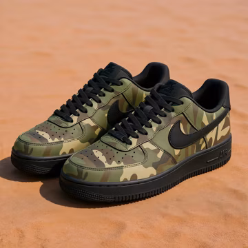 Custom Camo Air Force 1 Sneakers , Hand Painted Green Camouflage , Camouflage AF1 Gift for Him