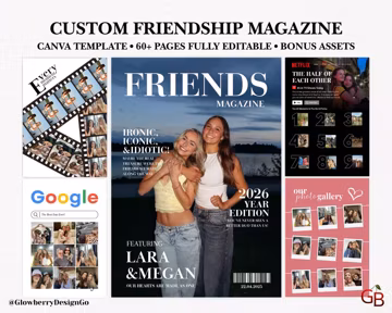 Custom Friendship Magazine | Best Friend Gift | Canva Template | Friend Gift | Sister Gift | Printable Magazine Template | Christmas Gift