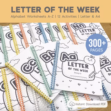 Letter of the Week Printable Worksheets, Alphabet Tracing, Alphabet Coloring, Preschool Curriculum, Toddler Workbook, Learning Binder