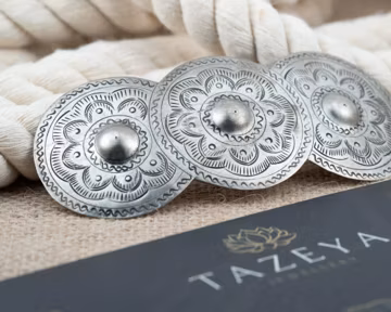 Vintage Tin Concho Hair Clip β Triple Disc Barrette