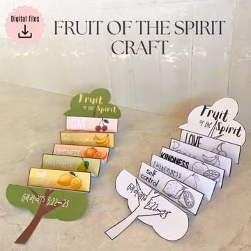 Fruit of the Spirit folding surprise craft, Galatians 5:22-23 for kids, Bible Printable Activity, Sunday School, VBS, Christian Homeschool