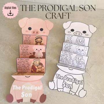 The Prodigal Son folding surprise craft, Parable of Jesus for kids, Bible Printable Activity, Sunday School, Homeschool, Christian, Lost son