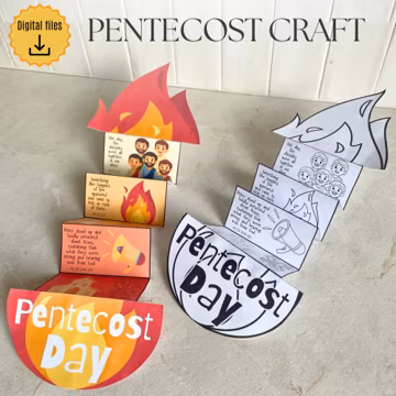 Pentecost Day folding surprise craft, Holy Spirit, Pentecost story for kids, Bible Printable Activity, Sunday School, Homeschool, Christian