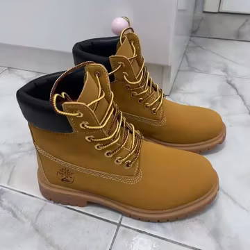 Men’s High-Top Cow Suede Leather Yellow Lace-Up Ankle Boots