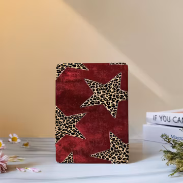 Leopard Print Star Kindle Case with Hand Strap for Paperwhite 12th 7" 11th 6.8", Kindle 2024 Colorsoft,Kindle 12th/11th/10th,Kobo Clara Case
