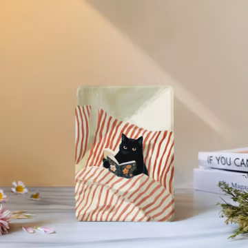 Cat Reading Kindle Case with Hand Strap for Paperwhite 12th 7" 11th 6.8", Kindle 2024 Colorsoft, Kindle 12th/11th/10th, Kobo Clara Case