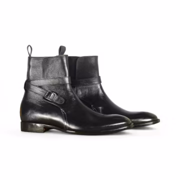 Handmade Men’s Black Leather Jodhpurs Boot | Elegant Formal Dress Boot | Premium Leather, Stylish Ankle Boots for Business Special Occasions