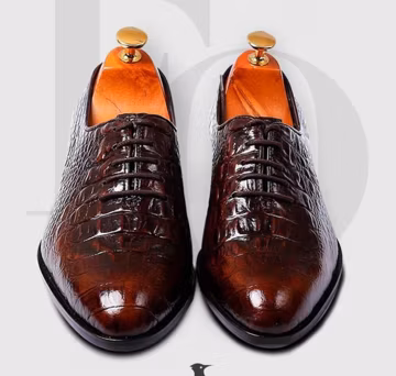 Handmade Dark Brown Alligator Leather Oxford Dress Shoes – Men’s Exotic Formal