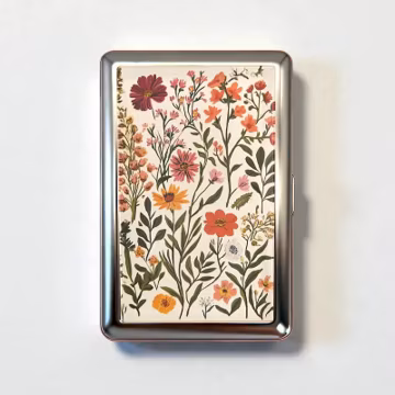 Floral Cigarette Case - Vintage Trinket Wallet Card Holder