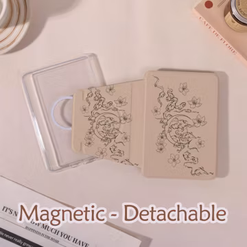 Moon Bloom Detachable Magnetic Kindle case, Magsafe Case, Clear Back, Kindle 10/11/12th, Colorsoft, Paperwhite 11/12th,Customization Gift
