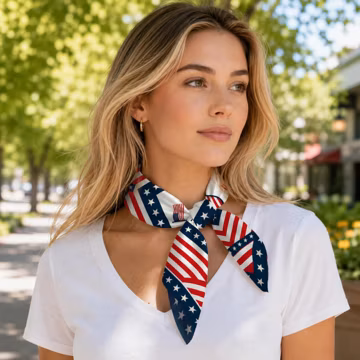 USA Flag Head Scarf For Women, Patriotic Neck Scarf, American Independence Day Fashion Accessory Gift