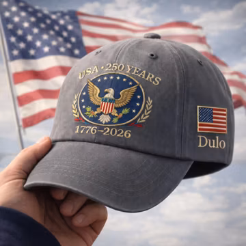 Embroidered United States 250th Anniversary Wash Cap, Custom Name 1776–2026 Eagle Cap, US Flag Veteran Gift United States 250th, Usa Pride