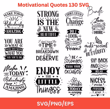 Motivational Quotes SVG Bundle: 200+ Inspirational Self Love Print on Demand (Digital Download)