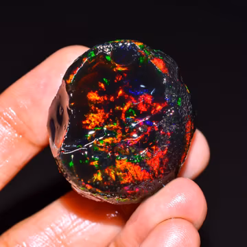 Natural Ethiopian Black Welo Fire Opal Rough 105 Ct, Crystal Opal Raw Gemstone, Loose Black Opal Specimen for Jewelry Making, M-276
