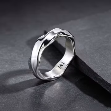 Personalised Mens Ring,Custom Wavy Ring, Unisex 6mm Stackable Band Rings, Engraved Name Date Ring ,Promise Ring, Anniversary Gift