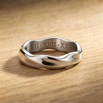 6MM Wavy Ring,Personalised Wavy Ring For Men & Women,Custom Engraved Name Date Ring, Anniversary Gift,Wedding Band Ring,Mens Jewelry
