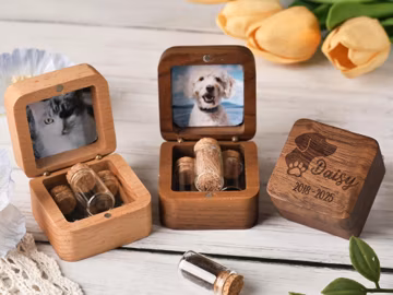 Custom Pet Fur Memorial Keepsake Box,Personalized Pet Ashes Box,Dog & Cat Memorial Gift,Pet Loss Tribute,Personalized Pet Sympathy Keepsake