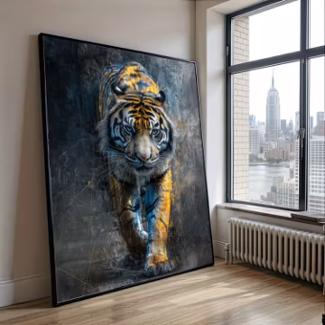 Majestic Tiger Canvas Wall Art, Abstract Wildlife Bold Animal Decor, Fierce Jungle Cat Canvas, Statement Wall Art for Home