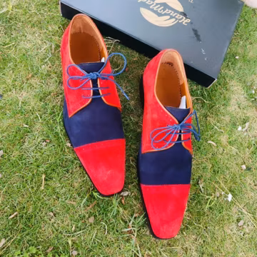 Dual Tone Suede Derby Shoes Men – Handmade Smart Casual Dress Shoes