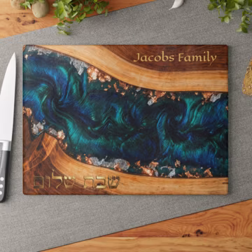 Personalized Glass Cutting Board Epoxy River Resin Printed, Chopping Board Couples Wedding Gift, Glass Charcuterie Board