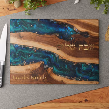 Personalized Glass Cutting Board Epoxy River Resin Printed, Chopping Board Couples Wedding Gift, Glass Charcuterie Board