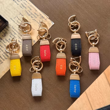 Personalized Vegan Leather Keychain with Custom Name or Initials – Handmade Key Fob Gift for Him & Her – Customized Monogram Key Ring