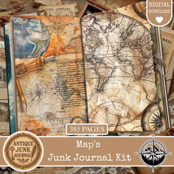 Map Junk Journal, Vintage Map Junk Journal Kit, Junk Journal Supplies, Junk Journal Kits, Map Pages, Old Maps Junk Journal Pages, Maps Paper