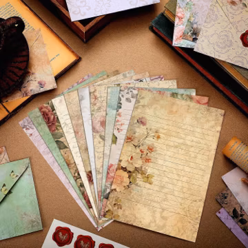 160 PCS Stationery Paper Set, Vintage Floral Letter Writing Paper Envelopes Stickers