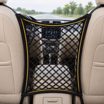 Dog Car Barrier Net, Pet and Kids Backseat Divider with Mesh Storage Organizer for Cars, SUVs and Trucks
