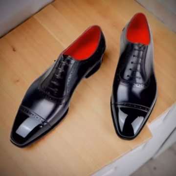 Christian Louboutin business Oxford red sole Formal Dress Shoe- Black Toe Cap Lace-Up
