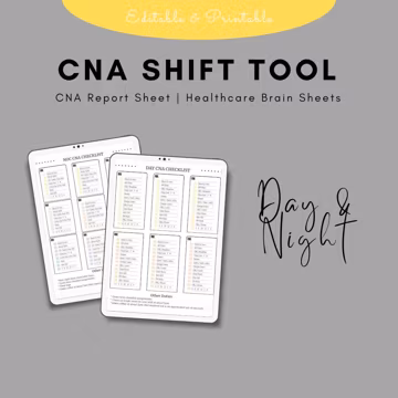 CNA Shift Planner: Editable Checklist for Caregivers (Printable/Digital Download