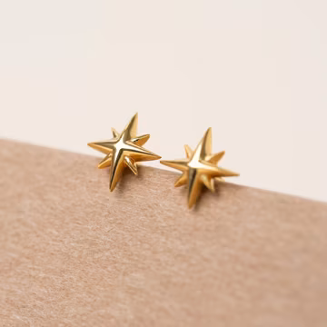 Tiny Starburst Stud Earrings in Sterling Silver,Gold Star Earrings,Minimalist Earrings,Sterling Silver Jewelry,Gift for Her (E0061)