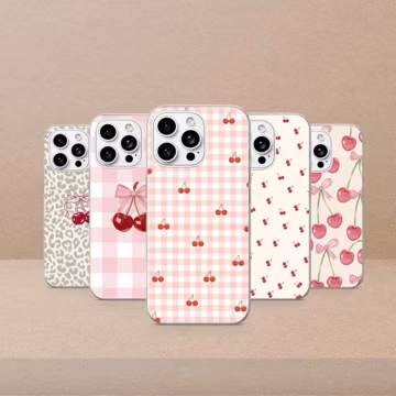 Cherry Phone Case Red Bows Cover For iPhone 17Pro, 16, 15, 14, 13, Samsung S26, S25, S24, S23Fe, S22, A16, A26, A56, Pixel 10, 9Pro