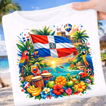 Dominican Republic PNG Tropical Pride Sublimation Design Caribbean Shirt Graphic for T Shirt Tote DTF Download