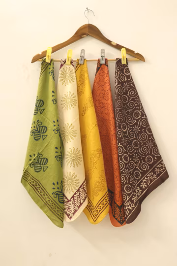 Set Of 5 Pcs 100% Cotton Bandanas, Bohemian Style Cotton Neck Scarf, Boho Soft Cotton Bandana
