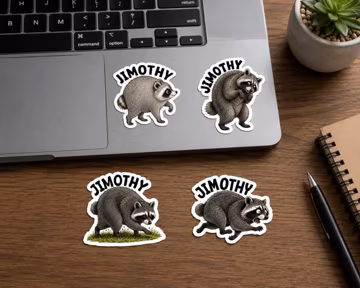 Jimothy Raccoon Sticker, Raccoon Lover Gift, Friend Coworker Gift, Laptop Water Bottle Planner Vinyl, Funny Gifts, Gifts for Animal Lovers