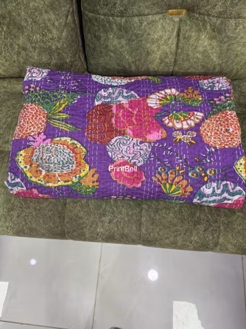 Indian Handmade New Print Kantha Bedspread Twin Queen Size Cotton Throw Blanket Bed Cover Quilting Boho Bedding Quilted Bohemian Gudari