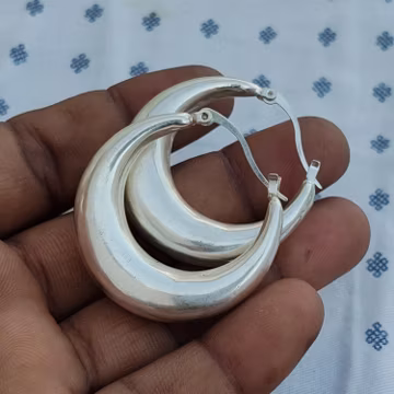 925 Sterling Silver Chunky Hoop Earrings, Boho Statement Jewelry