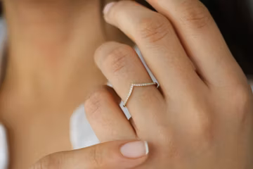 V-Shaped Chevron Ring Round Band Tiny Minimalist Classic Stackable Dainty Ring Stackable Diamond Ring