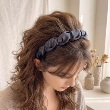 Spike Studded Pinstripe Twisted Headband for Women, Edgy Boho Knotted Hair Band, Handmade Statement Accessory, Unique Birthday Gift for Her.