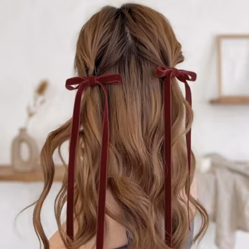 Velvet Ribbon Bow Hair Claw Clips Pair(Set of 2), Coquette Soft Girl Aesthetic Hair Accessories, Velvet Barrettes, Standout Gift for Her Wow
