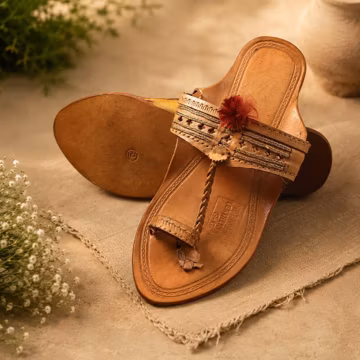 Handcrafted Leather Kolhapuri Sandals for Women | Traditional Indian Toe Ring Flats, Boho Ethnic Footwear