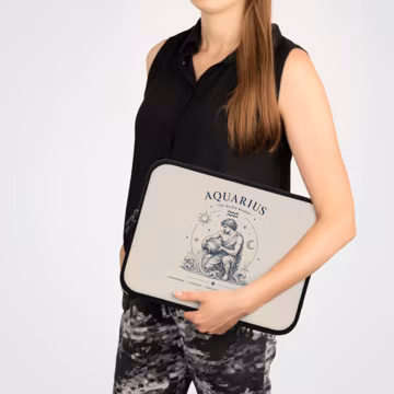 Aquarius Zodiac Illustration Laptop Sleeve | Water Bearer Astrological Design