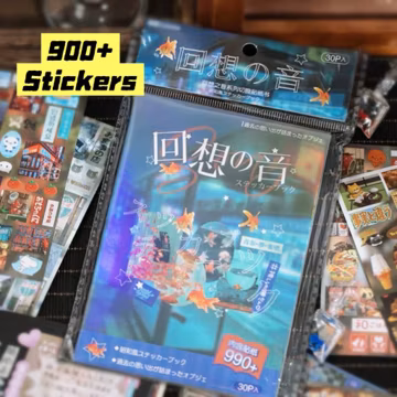 900-Piece Retro Japanese-Style Sticker Book | Scrapbook, Journaling & Collage Stickers | Aesthetic Planner Decor | 30 Pages Mixed Materials