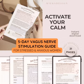 Vagus nerve workbook printable, polyvagal stress & anxiety relief guide pdf, mental health reset plan digital, calming somatic journal