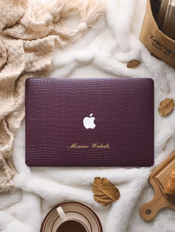 Wine Purple Personalized Leather MacBook Hard Case Cover For Neo A18 M5 Air 13 A3113, A2337, Pro A2338 Pro 14 15 16, Laptop Case Cover