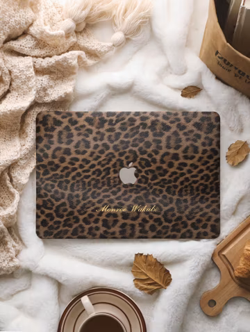 Luxury Leopard Print Personalized Leather MacBook Hard Case Cover For Neo A18 M5 Air 13 A3113, A2337, Pro A2338 Pro 14 15 16, Laptop Cover