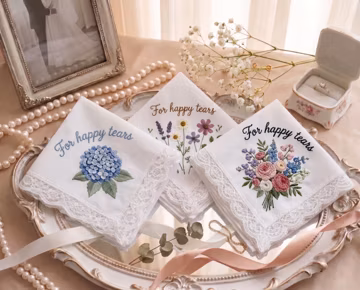 Personalized Embroidered Satin Handkerchief, Floral Wedding Handkerchief, Lace Bride Gift, Happy Tears Keepsake, Customized Bridal Favor