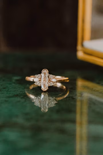 2 Carat Oval Lab Grown Diamond Engagement Ring, 14K Gold Vintage Bridal Ring