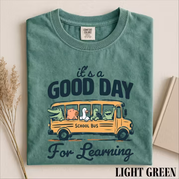 Good Day For Learning Shirt, Funny School Bus Animal Graphic Tee, Retro Educational Humor Top, Classroom Gift Shirt for Teachers